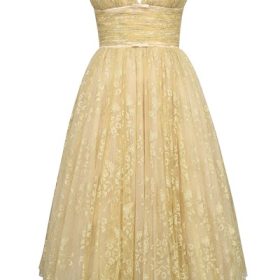 Madame Gold Metallic Lace Tulle Midi Gown - Image 2