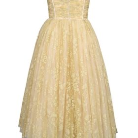 Madame Gold Metallic Lace Tulle Midi Gown - Image 4