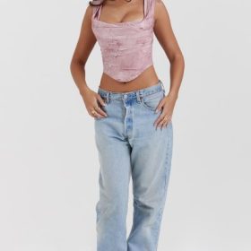 Una Pink Print Corset - Image 8
