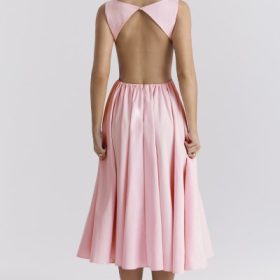 Cindy Ballerina Pink Twill Midi Sundress - Image 14