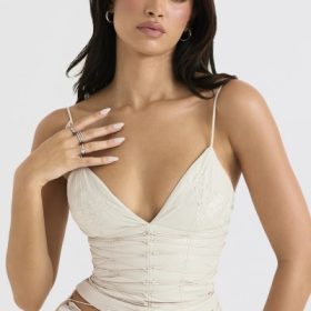 Antonella Off White Vegan Leather Corset - Image 5