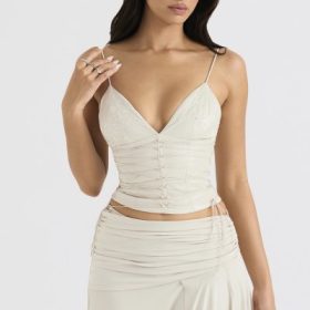 Antonella Off White Vegan Leather Corset - Image 8