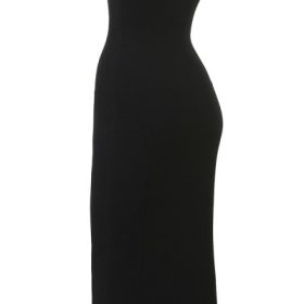 Magdalena Black Strapless Knit Midi Dress - Image 3