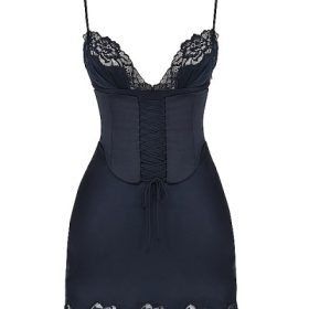 Soraya Navy Satin Slip Dress