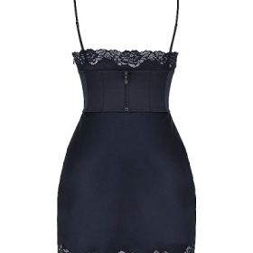 Soraya Navy Satin Slip Dress - Image 4