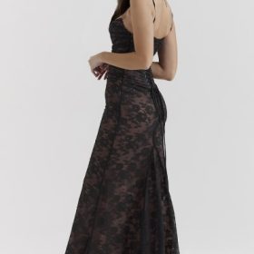 Artemis Black Lace Maxi Dress - Image 13