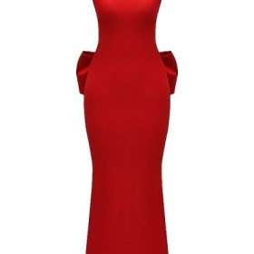 Ilaria Red Bow Halter Dress - Image 2