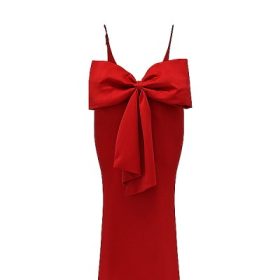 Ilaria Red Bow Halter Dress - Image 4
