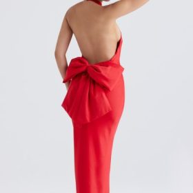 Ilaria Red Bow Halter Dress - Image 5