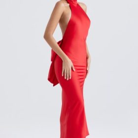 Ilaria Red Bow Halter Dress - Image 9