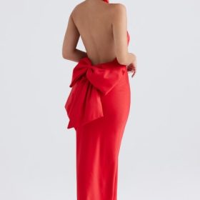 Ilaria Red Bow Halter Dress - Image 10