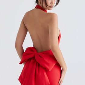 Ilaria Red Bow Halter Dress - Image 12