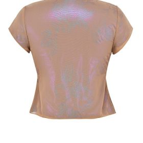 Maia Shimmer Cafe Au Lait Tie Front Top - Image 4