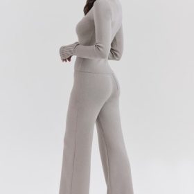 Aspen Grey Cashmere Ribbed Cuff Jacket - Image 2