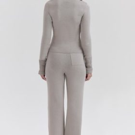 Aspen Grey Cashmere Ribbed Cuff Jacket - Image 3
