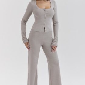 Aspen Grey Cashmere Ribbed Cuff Jacket - Image 7