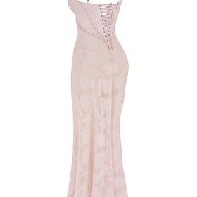 Seren Soft Pink Floral Lace Back Maxi Dress - Image 3