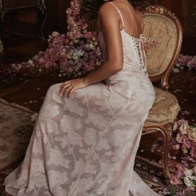 Seren Soft Pink Floral Lace Back Maxi Dress - Image 6