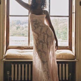 Seren Soft Pink Floral Lace Back Maxi Dress - Image 15