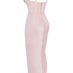 Charmaine Blush Pink Corset Maxi Dress - Image 3