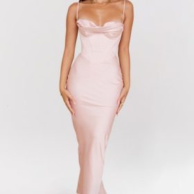 Charmaine Blush Pink Corset Maxi Dress - Image 5