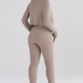 Mitzi Taupe Ribbed Knit Leggings - Image 10
