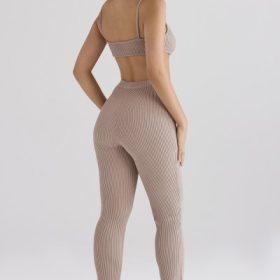 Mitzi Taupe Ribbed Knit Leggings - Image 12