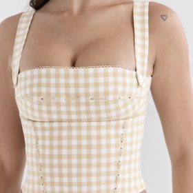 Lottie Gingerbread Gingham Corset - Image 8