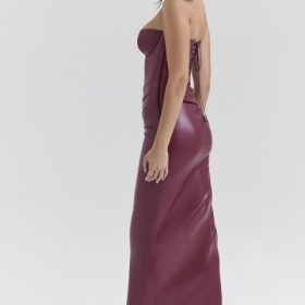 Juliana Cabernet Vegan Leather Midi Dress