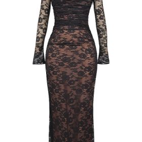 Artemis Black Lace Maxi Dress - Image 2