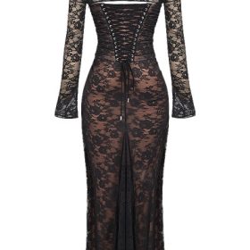 Artemis Black Lace Maxi Dress - Image 4