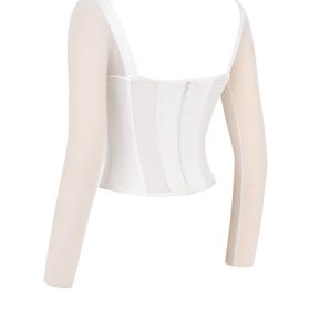 Araminta White Long Sleeve Mesh Corset - Image 3