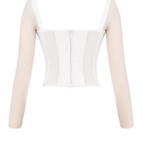 Araminta White Long Sleeve Mesh Corset - Image 4