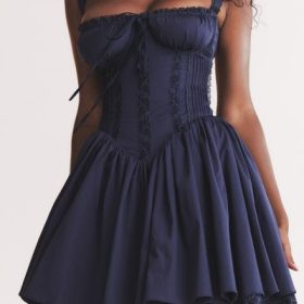 Pietra French Navy Corset Mini Dress
