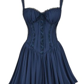 Pietra French Navy Corset Mini Dress - Image 2