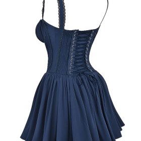 Pietra French Navy Corset Mini Dress - Image 3