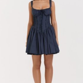 Pietra French Navy Corset Mini Dress - Image 7