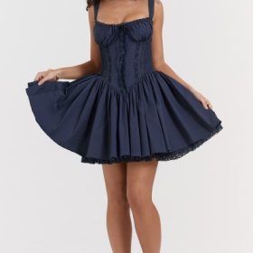 Pietra French Navy Corset Mini Dress - Image 8