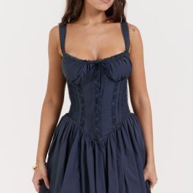 Pietra French Navy Corset Mini Dress - Image 10