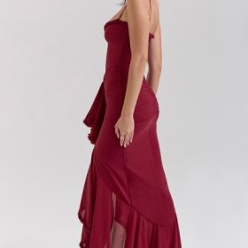 Gabbi Wine Ruffled Front Gown
