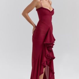 Gabbi Wine Ruffled Front Gown - Image 9