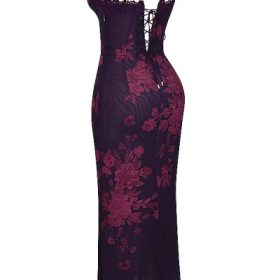 Aiza Grape Floral Print Maxi Dress - Image 3