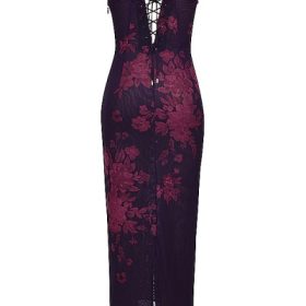 Aiza Grape Floral Print Maxi Dress - Image 4