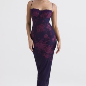 Aiza Grape Floral Print Maxi Dress - Image 5