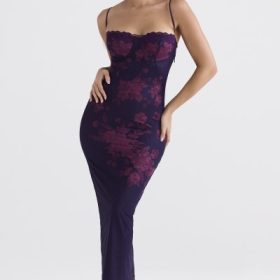 Aiza Grape Floral Print Maxi Dress - Image 7