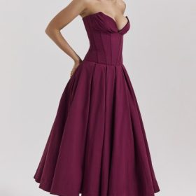 Lady Wine Strapless Midi Dress - Image 11
