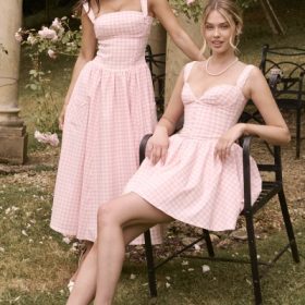 Brigitte Strawberry Shortcake Gingham Corset Mini Dress