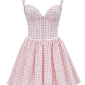Brigitte Strawberry Shortcake Gingham Corset Mini Dress - Image 2