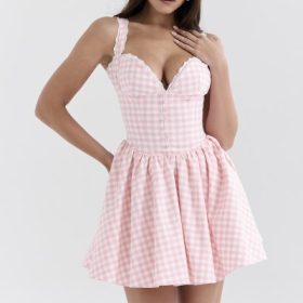 Brigitte Strawberry Shortcake Gingham Corset Mini Dress - Image 7