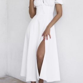 Tallulah White Puff Sleeve Midi Sundress